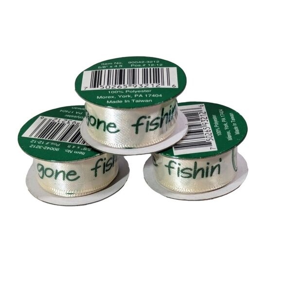 Seasons Bobbin Ribbon Gone Fishin' Craft Scrapbook Fishing Card Making 3-pc Gift - Picture 2 of 2